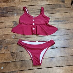 Bikini with Peplum Top and High-Cut Bottom